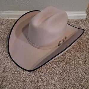 Beige Cowboy Hat with Black Trim - Unbranded